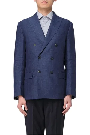 FAY Homme, Vestes, Bleu, Taille: 2XL Blazer Bleu à Boutonnière Simple