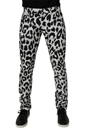 Dolce & Gabbana Homme, Jeans, Blanc, Taille: M Leopard Skinny Denim Jeans