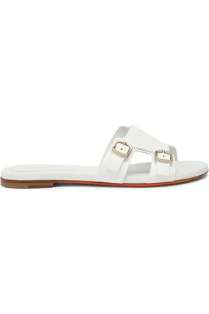 santoni Femme, Chaussures, Blanc, Taille: 37 1/2 EU Sandale à double boucle en cuir pour femmes Didi