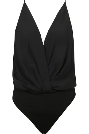 ANINE BING Femme, Tops, Noir, Taille: 36 FR Haut en Soie à Plis et Col en V