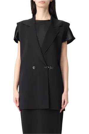 FAY Femme, Vestes, Noir, Taille: 38 FR Gilet noir ajusté avec fermeture boutonnée