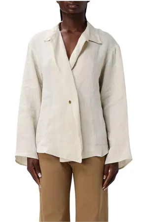 Twin-Set Femme, Blouses et Chemises, , Taille: 40 FR Chemise en Lin Sable Coupe Décontractée