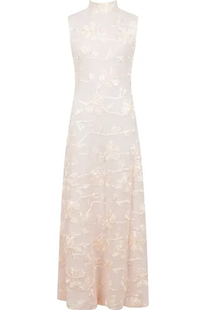 ROTATE Femme, Robes, Rose, Taille: 38 FR Robe Maxi Florale Sans Manches Col Haut