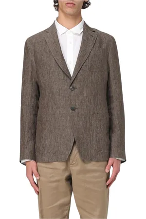 Emporio Armani Homme, Vestes, Vert, Taille: XL Blazer en Lin Sophistiqué