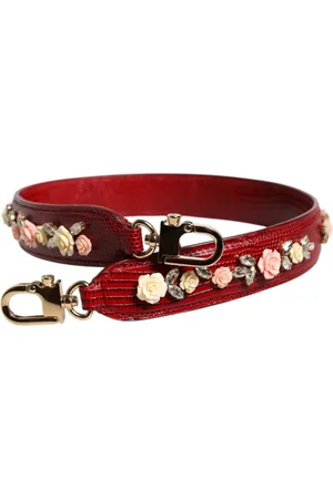 Dolce & Gabbana Femme, Sacs, Rouge, Taille: ONE Size Sac à Bandoulière en Cuir Rouge avec Fleurs