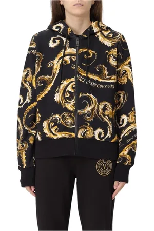 VERSACE Femme, Sweatshirts et sweats à capuche, Noir, Taille: 40 FR Sweat à Capuche Imprimé Baroque