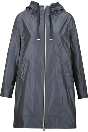 HERNO Femme, Manteaux, Bleu, Taille: 40 FR Veste Imperméable à Capuche avec Double Fermeture Éclair