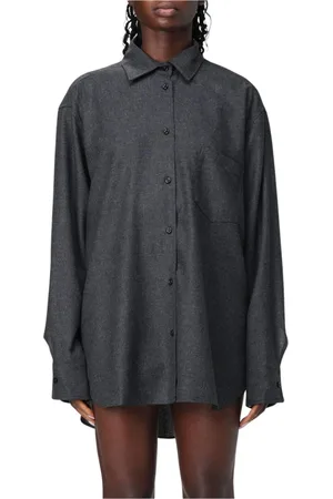 Andamane Femme, Blouses et Chemises, Gris, Taille: 38 FR Chemise Oversize en Laine Grise