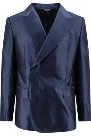 Dolce & Gabbana Homme, Vestes, Bleu, Taille: M Vêtements en Soie Bleue à Double Boutonnage