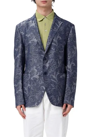 Etro Homme, Vestes, Bleu, Taille: XL Blazer Paisley Bleu