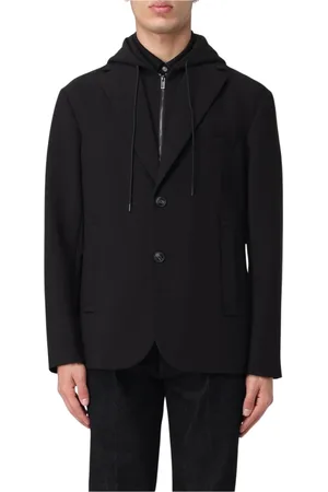 Emporio Armani Homme, Vestes, Noir, Taille: S Veste de Blazer à Capuche Noire