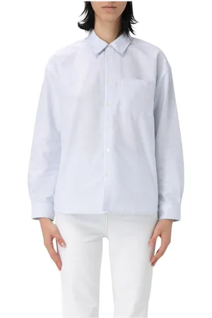 A.P.C. Femme, Blouses et Chemises, Bleu, Taille: 40 FR Chemise Rayée Bleue Coupe Décontractée