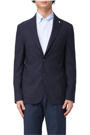 Manuel Ritz Homme, Vestes, Bleu, Taille: M Blazer Bleu à Revers Cranté