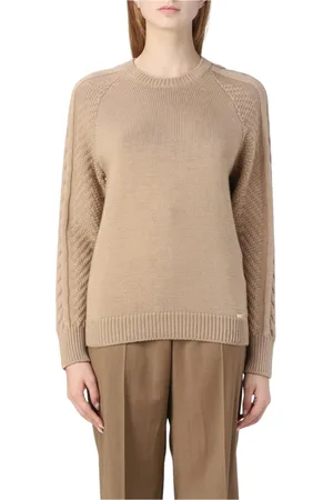 FAY Femme, Pulls, Brun, Taille: 38 FR Pull en Laine à Torsades Camel