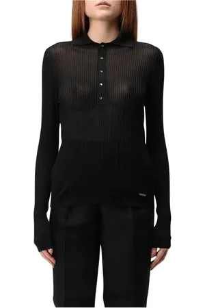 Dsquared2 Femme, Tops, Noir, Taille: 40 FR Polo Noir à Côtes