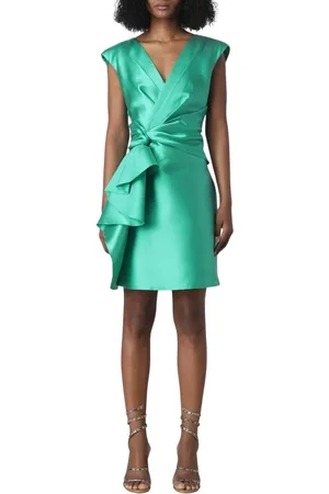Alberta Ferretti Femme, Robes, Vert, Taille: 38 FR Robe Mini en Satin Vert à Volants