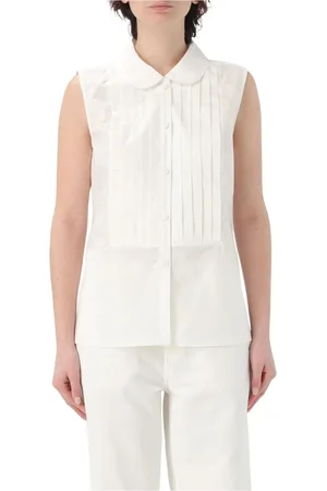 A.P.C. Femme, Blouses et Chemises, Blanc, Taille: 38 FR Chemisier en Popeline Blanc Plissé Devant