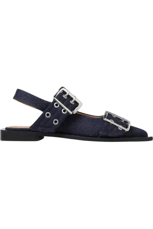 Ganni Femme, Chaussures, Bleu, Taille: 40 EU Sandales Slingback en Denim Bleu