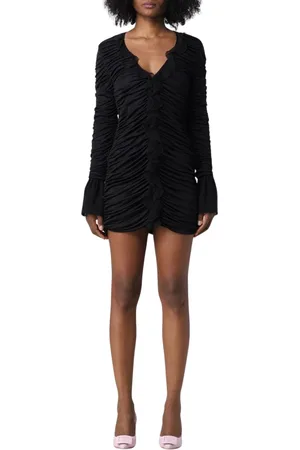 BLUMARINE Femme, Robes, Noir, Taille: 38 FR Élégante Robe Noire Mini Col en V