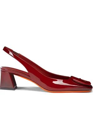 santoni Femme, Chaussures, Rouge, Taille: 36 EU Escarpin à talon moyen en cuir verni pour femmes