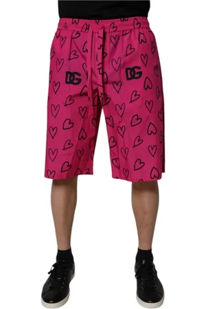 Dolce & Gabbana Homme, Shorts, Rose, Taille: M Shorts Bermuda rose à imprimé cœur