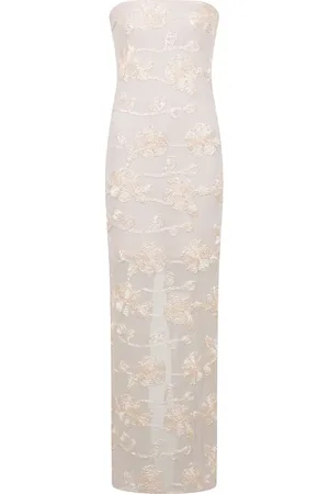 ROTATE Femme, Robes, Rose, Taille: 36 FR Robe longue brodée avec fente arrière