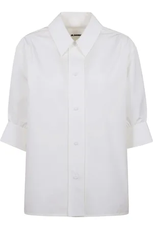 Jil Sander Femme, Blouses et Chemises, Blanc, Taille: 36 FR Chemise à manches courtes col classique