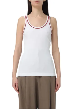 Brunello Cucinelli Femme, Tops, Blanc, Taille: 42 FR Débardeur Blanc Style Élégant