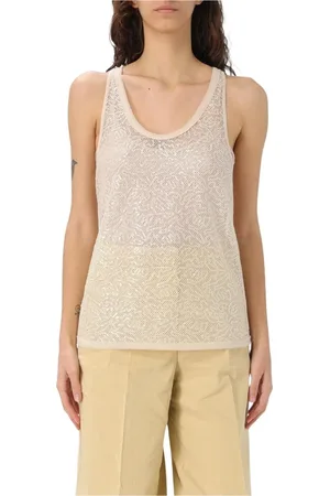 Pinko Femme, Tops, , Taille: 40 FR Haut sans manches en sequins couleur crème