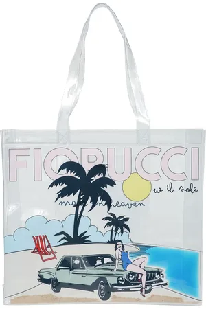 Fiorucci Femme, Sacs, Gris, Taille: ONE Size Sac fourre-tout de plage avec graphique avant