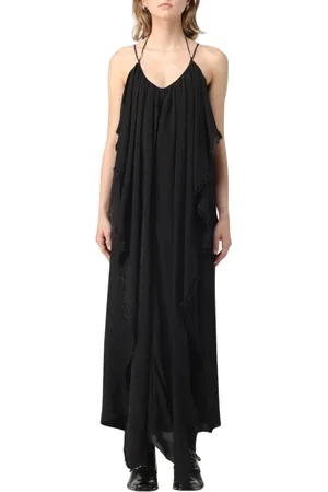 UMA WANG Femme, Robes, Noir, Taille: 38 FR Robe Maxi Élégante avec Détail Effiloché