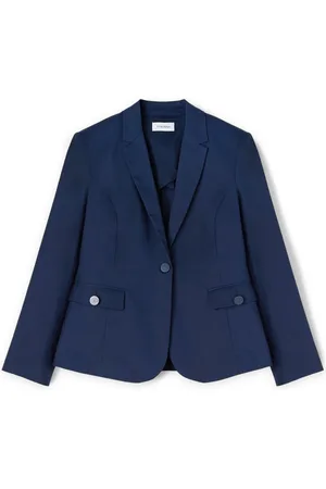 Motivi Femme, Vestes, Bleu, Taille: 38 FR Blazer à simple boutonnage en coton technique