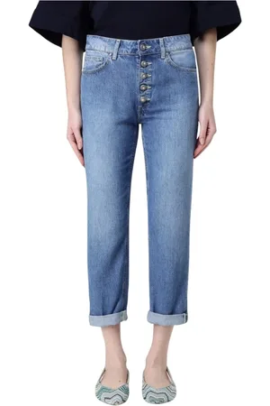 Dondup Femme, Jeans, Bleu, Taille: W29 Jean Jambe Droite Bleu À Boutons