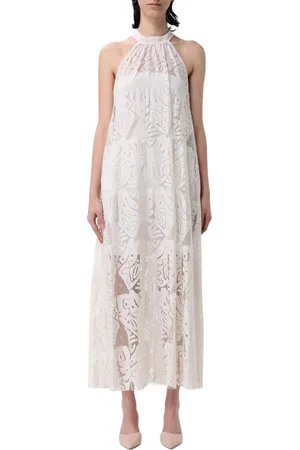 HANITA Femme, Robes, , Taille: 36 FR Élégante Robe Longue Crème avec Col Halter