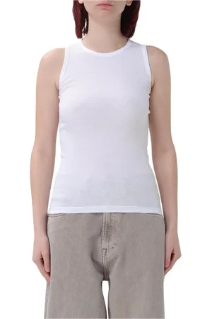 ARIES Femme, Tops, Blanc, Taille: 38 FR Débardeur Blanc Côtelé