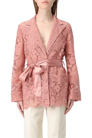 Dolce & Gabbana Femme, Vestes, Rose, Taille: 36 FR Veste en Dentelle Rose avec Ceinture en Satin