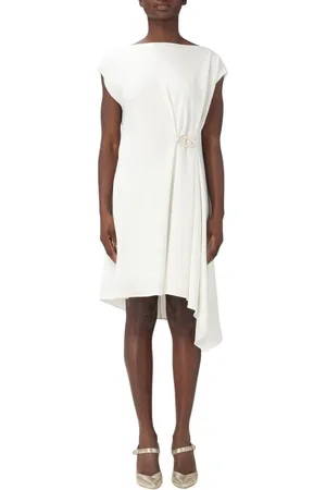 Liu Jo Femme, Robes, Blanc, Taille: 38 FR Robe Blanche Élégante avec Détail Anneau
