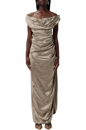 Vivienne Westwood Femme, Robes, Jaune, Taille: 38 FR Robe Longue Dorée Drapée