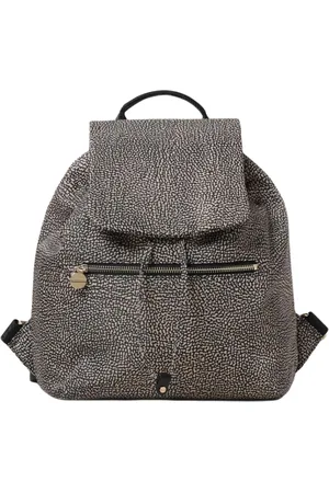 Borbonese Femme, Sacs, , Taille: ONE Size Sac à Dos en Cuir Noir, Élégant & Fonctionnel