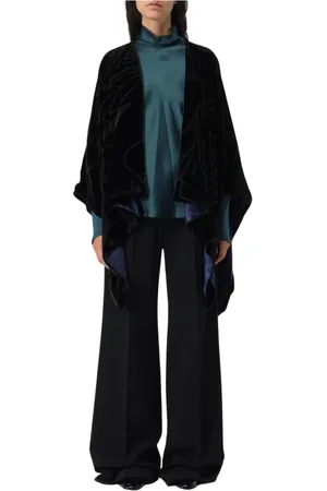 Giorgio Armani Femme, Vestes, Bleu, Taille: ONE Size Élégante Cape Bleue en Velours
