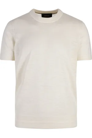 HUGO BOSS Homme, Pulls, Blanc, Taille: S Pulls Blancs avec Bord Côtelé