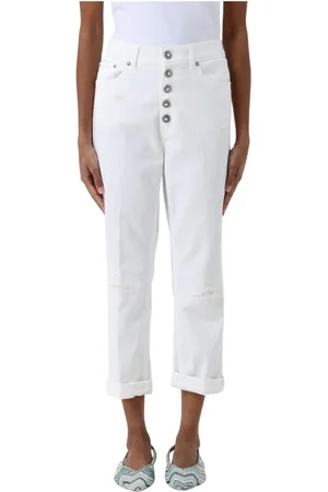 Dondup Femme, Jeans, Blanc, Taille: W30 Jeans Blancs Distressed pour Femmes