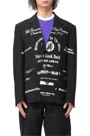 Msgm Homme, Vestes, Noir, Taille: XL Blazer Texte Noir