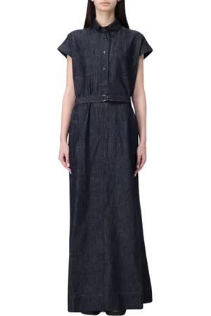 Brunello Cucinelli Femme, Robes, Bleu, Taille: 42 FR Robe Chemise en Denim Bleu Maxi