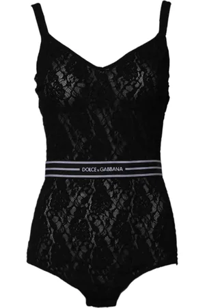 Dolce & Gabbana Femme, Maillots de bain, Noir, Taille: 40 FR Body en Dentelle Noire Marqué Lingerie