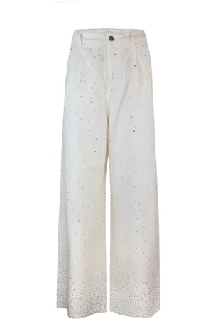 Liu Jo Femme, Pantalons, Blanc, Taille: W26 Jean Blanc avec Application de Strass