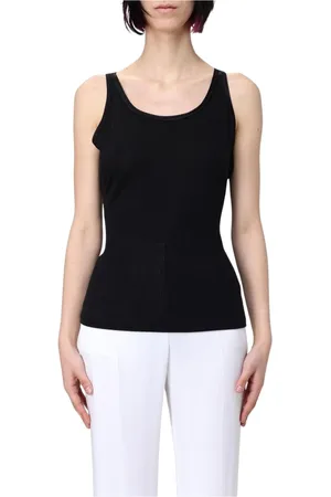 HUGO BOSS Femme, Tops, Noir, Taille: 36 FR Pull en Tricot Noir avec Détails Côtelés