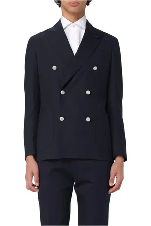 LARDINI Homme, Vestes, Bleu, Taille: 2XL Blazer Bleu à Double Boutonnage Boutons Argentés