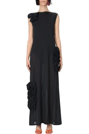 Msgm Femme, Robes, Noir, Taille: 36 FR Robe Midi Élégante à Volants