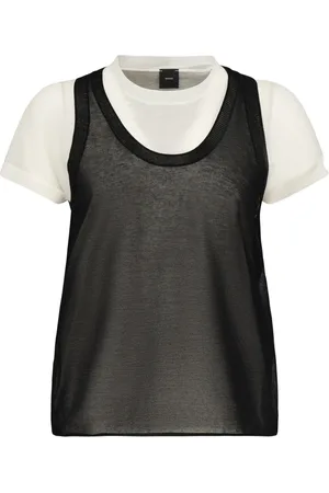 Pinko Femme, Tops, Blanc, Taille: 36 FR Pull Blanc en Coton Semi-Transparent Style Classique